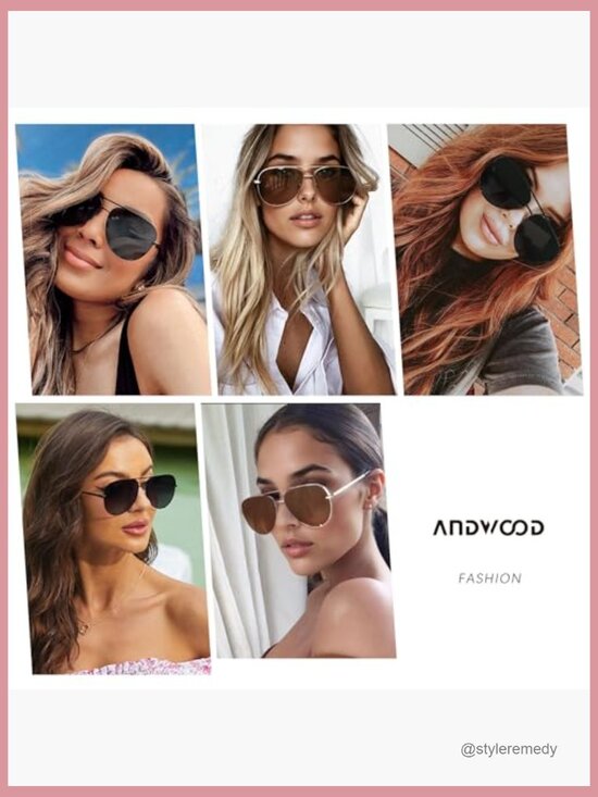 Oversized Aviator Sunglasses with UV400 Protection Metal Frame main image 6